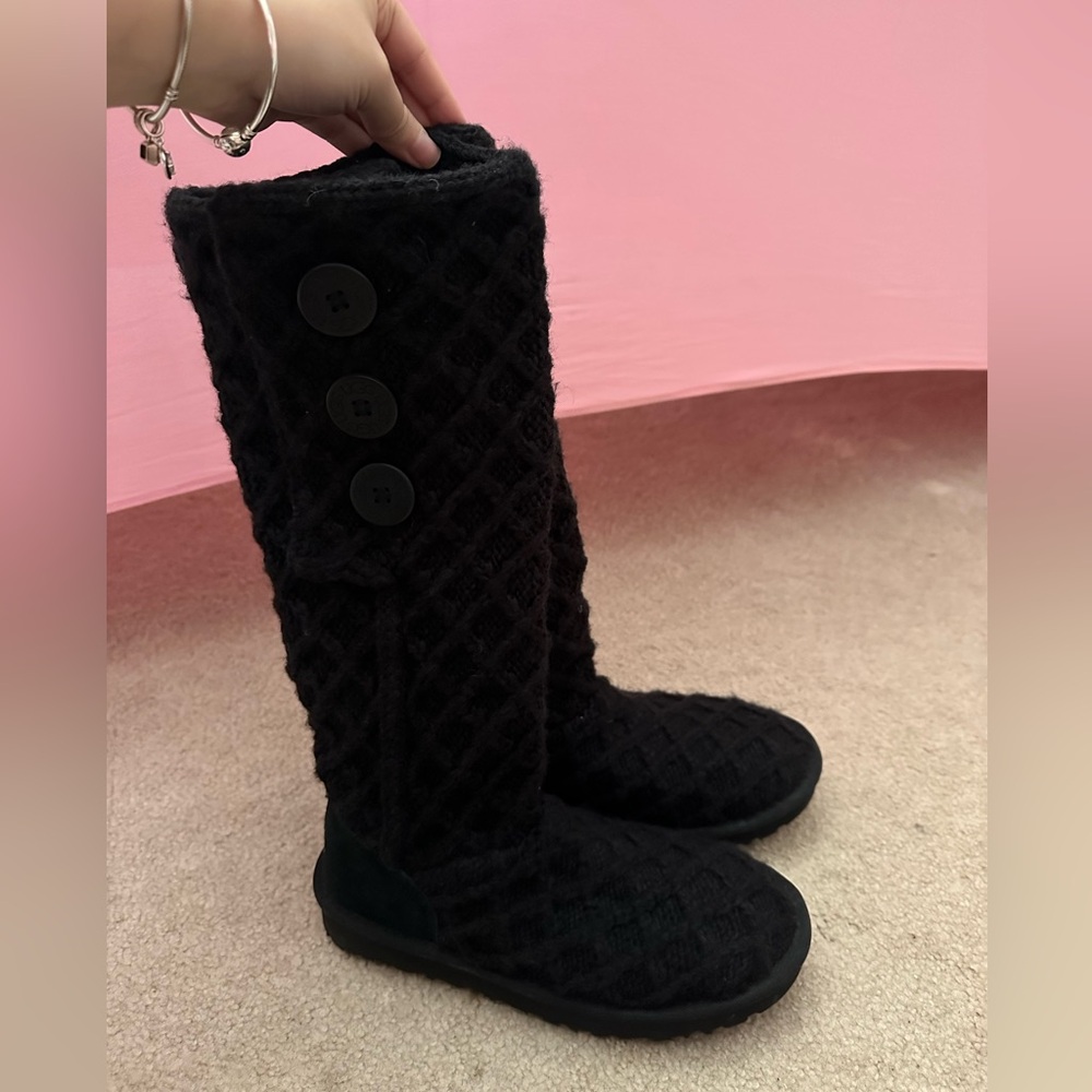 UGG black lattice cardy knit boot